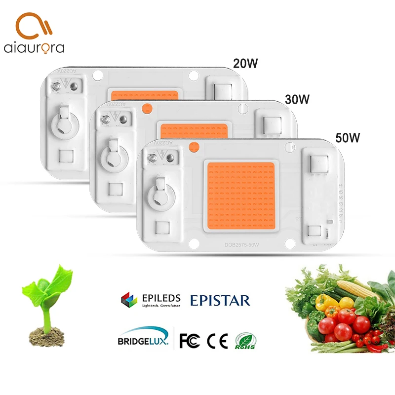 

Hydroponice DOB AC LED COB Chip For Grow Plant Light Full Spectrum AC 220V 20W 30W 50W For Indoor Plant Seedling Grow Flower