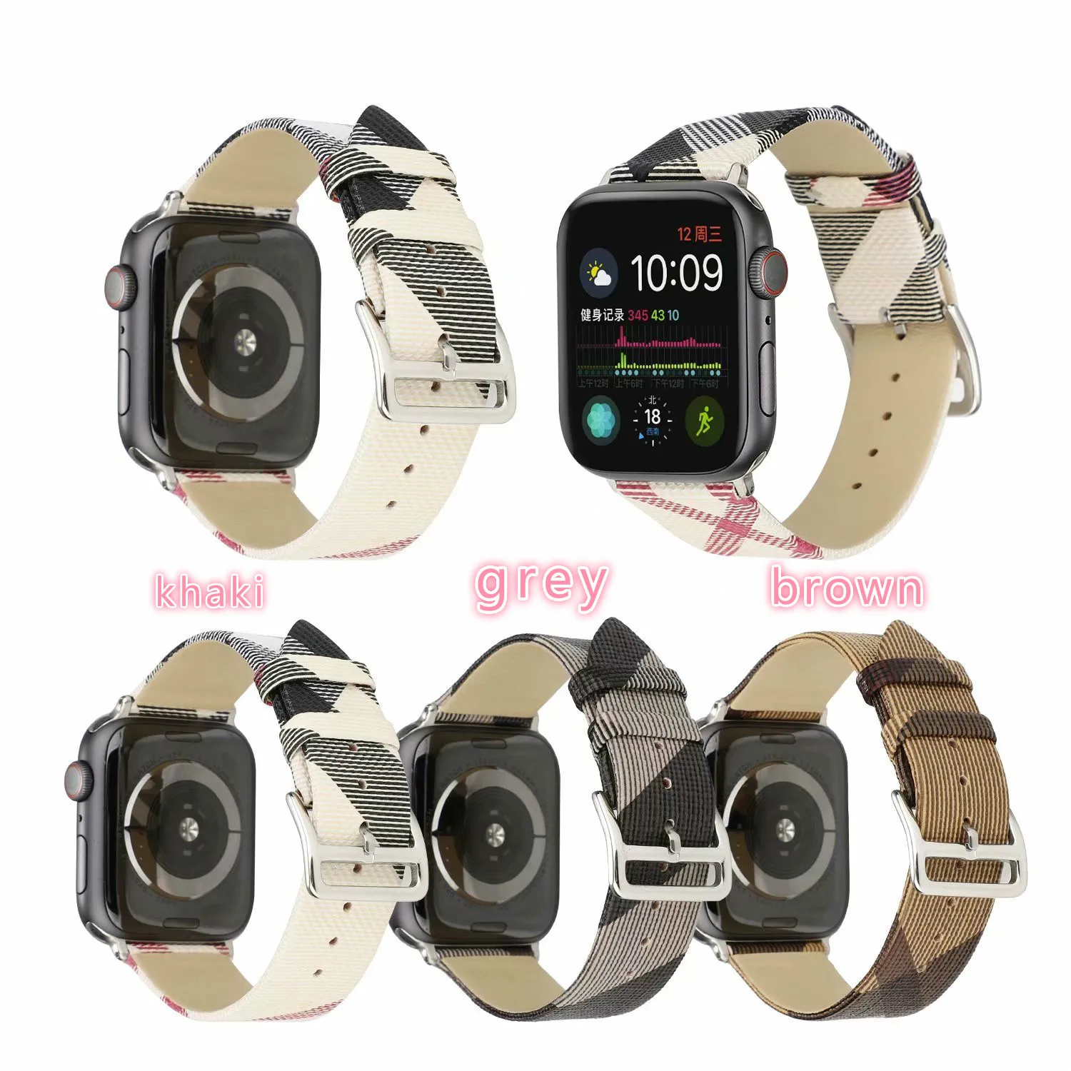 

Plaid Pattern Leather Bracelet strap For Apple Watch band 4 44/40mm women/men watches wristband For iwatch series 3 2 1 42/38mm