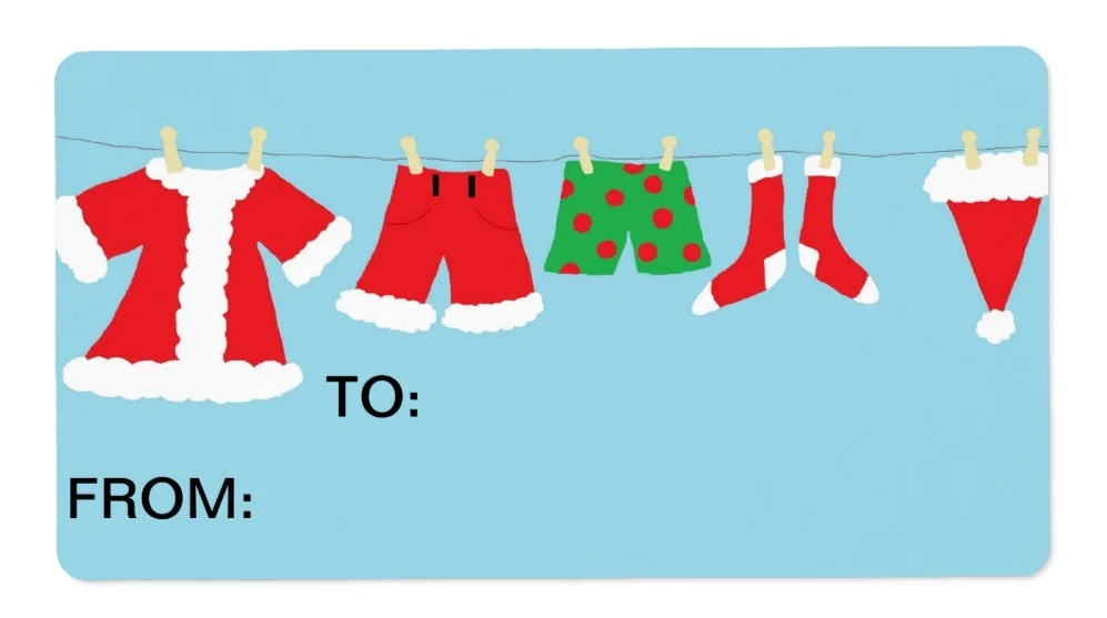 

Santa's Laundry Line" Gift Labels or Tags, christmas decorations for homes, Merry Kissmas Christmas goodie bag label
