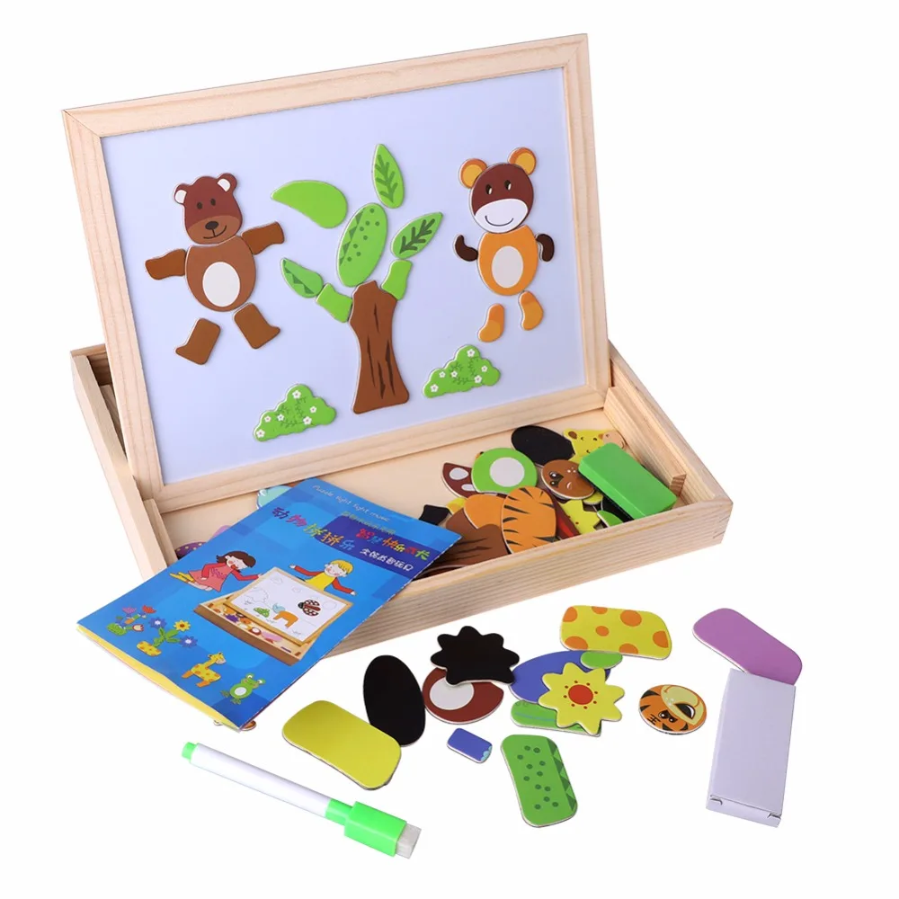 Toys Magnetic Wooden Puzzle Toy Sets New Animal Zodiac Jigsaw Puzzle Toys Children Pre-School Learning Educational Toys For Kids