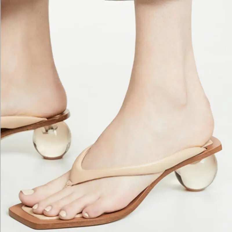 

Rome Clear Ball Heels Flip Flops Women Slippers Sexy Tong Femme Summer Slides Chanclas Mujer Casual Beach Shoes Sandales Femme