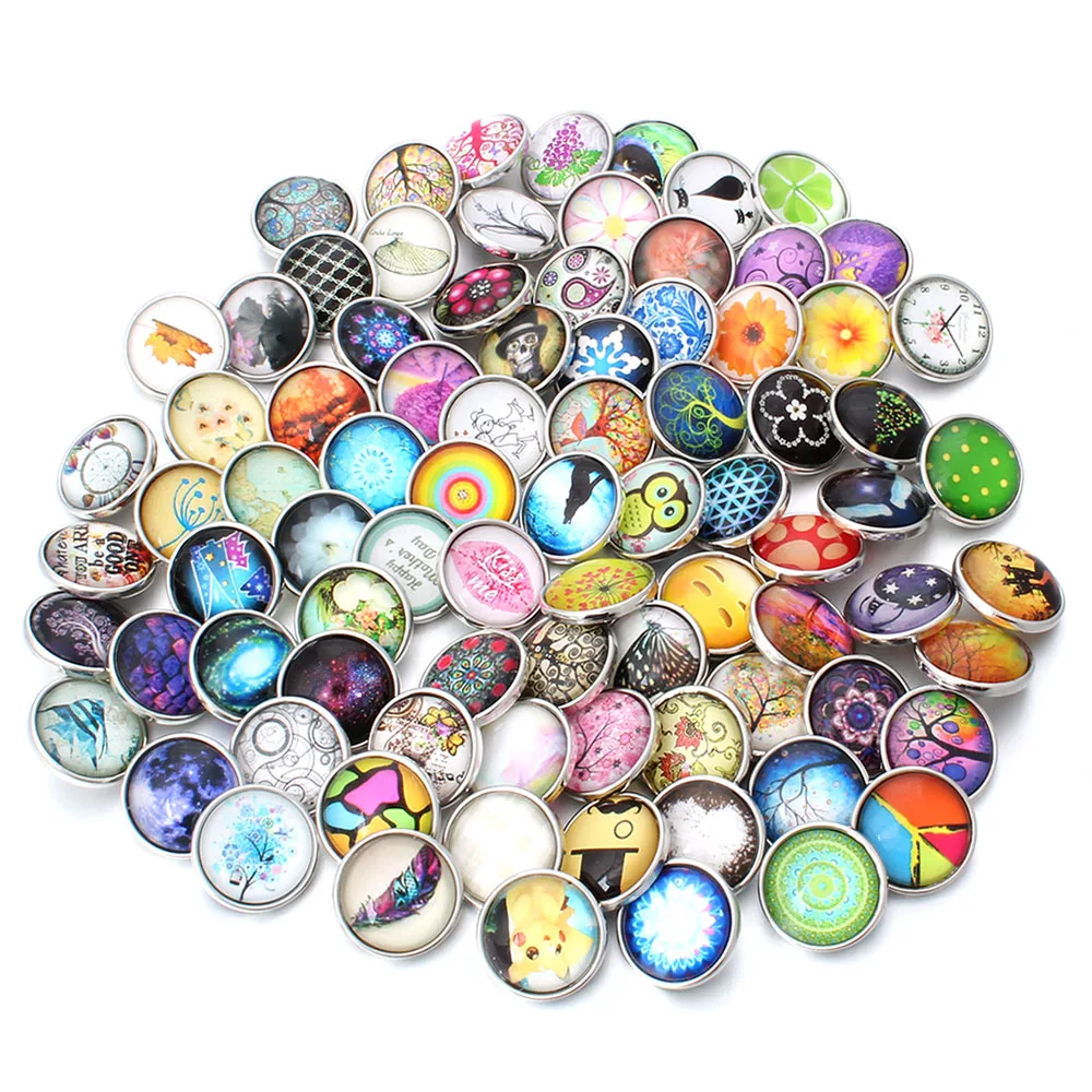 10 шт./партия,, ювелирные изделия 18 мм кнопки смешанные Cyan Rhinestone металлические цветочные кнопки для браслет на защелке