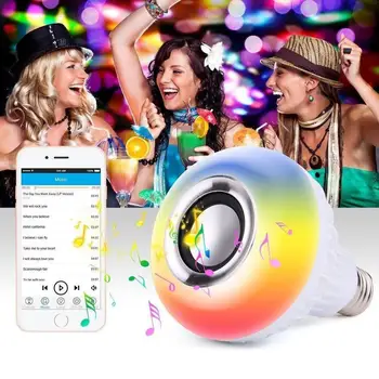 

New Smart E27 Wireless Bluetooth Speaker Music Playing Bulb Dimmable LED RGB Music Bulb Light Lamp with 24 Keys Remote Control