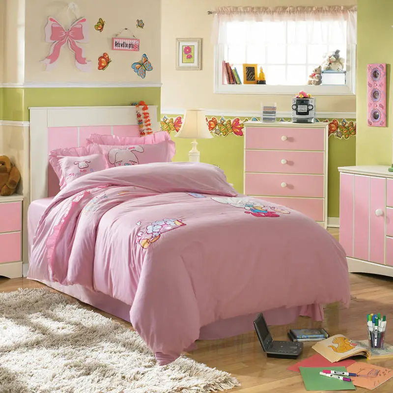 Pink Cartoon Rabbit Print Applique Embroidered Bedding ...