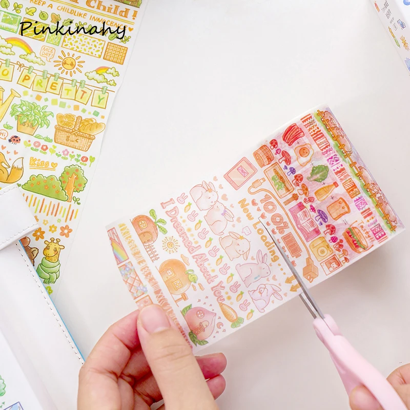 Принт с героями мультфильмов Kawaii изображением сказочного леса Животные градиент