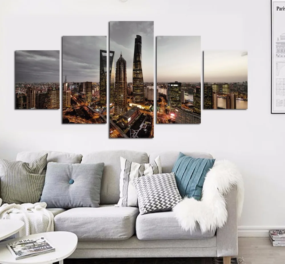 Modern Home Decor Canvas Painting City Wall Art Picture Canvas Prints