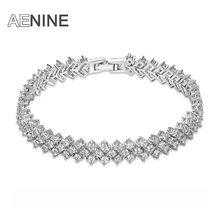 AENINE роскошный Римский стиль кубический цирконий браслеты и браслеты ювелирные изделия классический кристалл свадебный браслет для женщин Подарки L1060151752