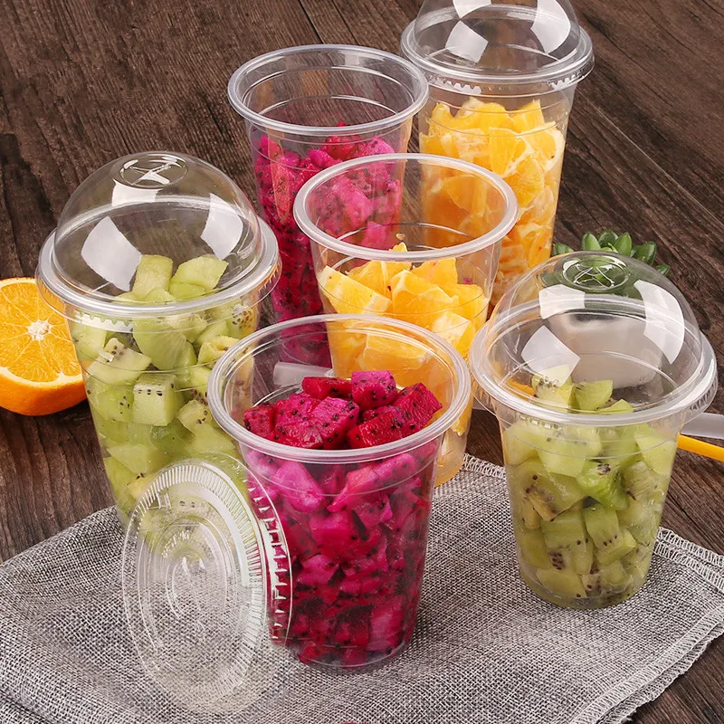 

50pcs High quality disposable coffee cups transparent cold drink cup takeaway packaging plastic cups with lid party favors