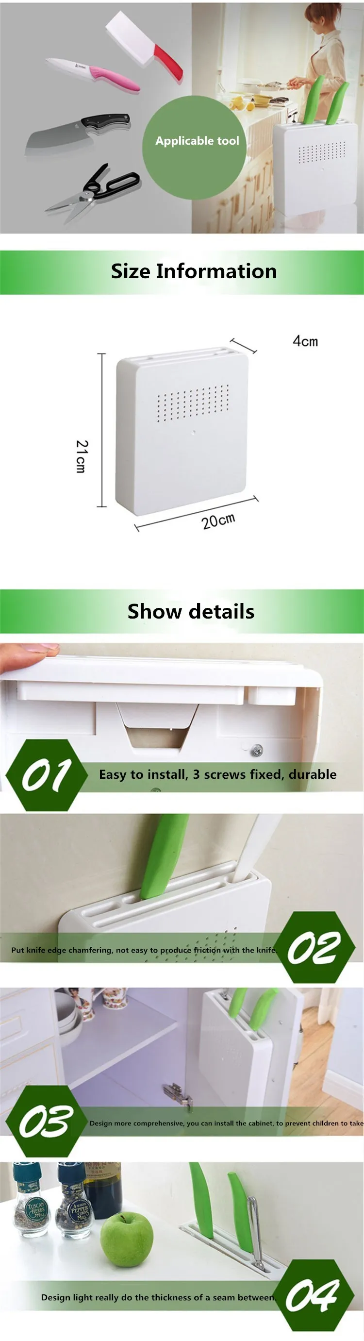 HOMETREE креативные подставки для ножей для хранения кухонных принадлежностей скрытые Пластиковые Многофункциональные держатель для кухонных приборов ножевая стойка H410