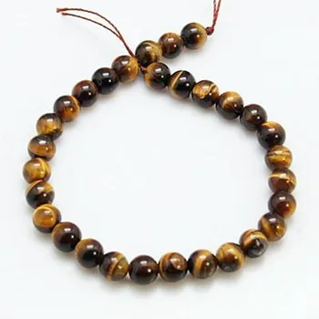 

5Strands 6mm Round Tiger Eye Beads Strands, Hole: 1mm; about 31pcs/strand, 8"