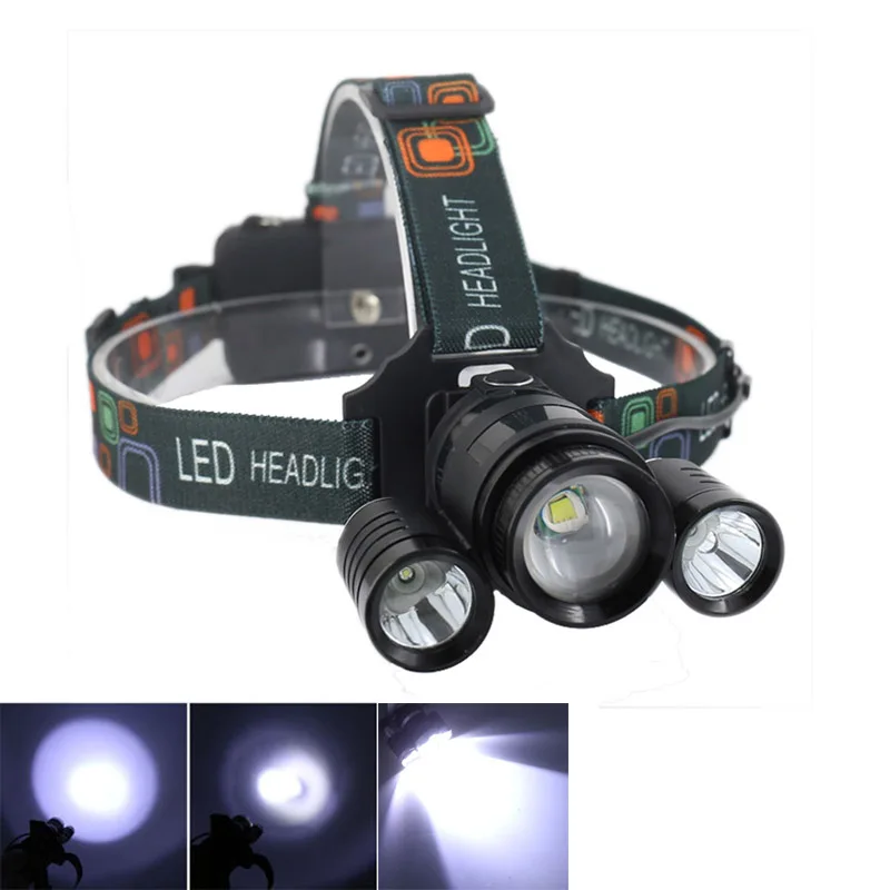 

Anjoet Rechargeable Headligh 3 LED CREE XML T6 8000Lm +2x 18650 battery Fishing Lamp Camping Hunting