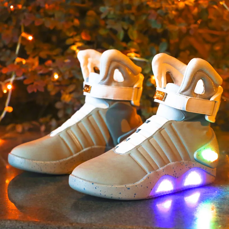 Adults USB Charging Led Luminous Shoes For Men's Fashion Light Up Casual Men back to the Future Glowing Sneakers Free shipping