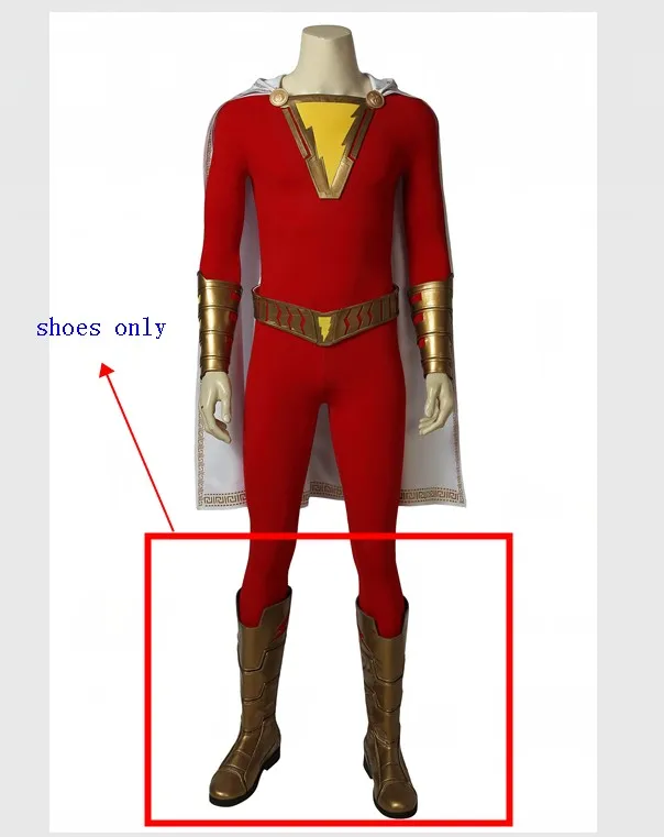2019 фильм шазам! Обувь для костюма косплея ботинки обувь Shazam только супергероев на