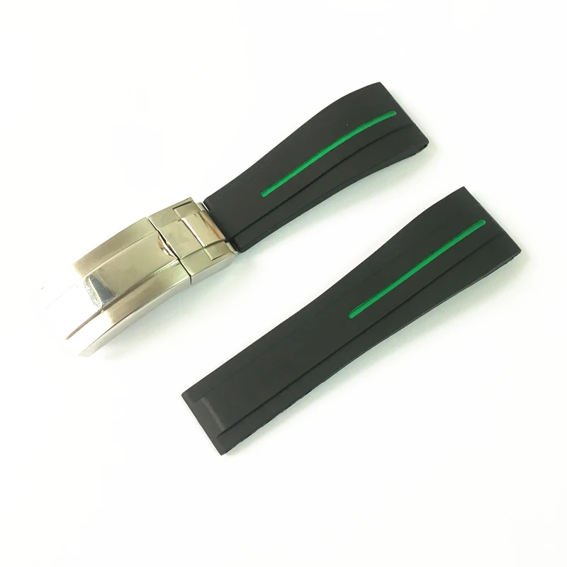 MERJUST New 20mm 21mm Black Soft Dustproof Silicone Rubber Watchband For Role strap Daytona Submariner GMT OYSTERFLEX Bracelet