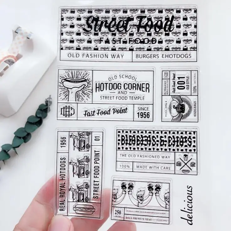 

NEW Street Food FastFood Transparent Clear Stamps for Scrapbooking DIY Silicone Seal Photo Album Decor Embossing Folder
