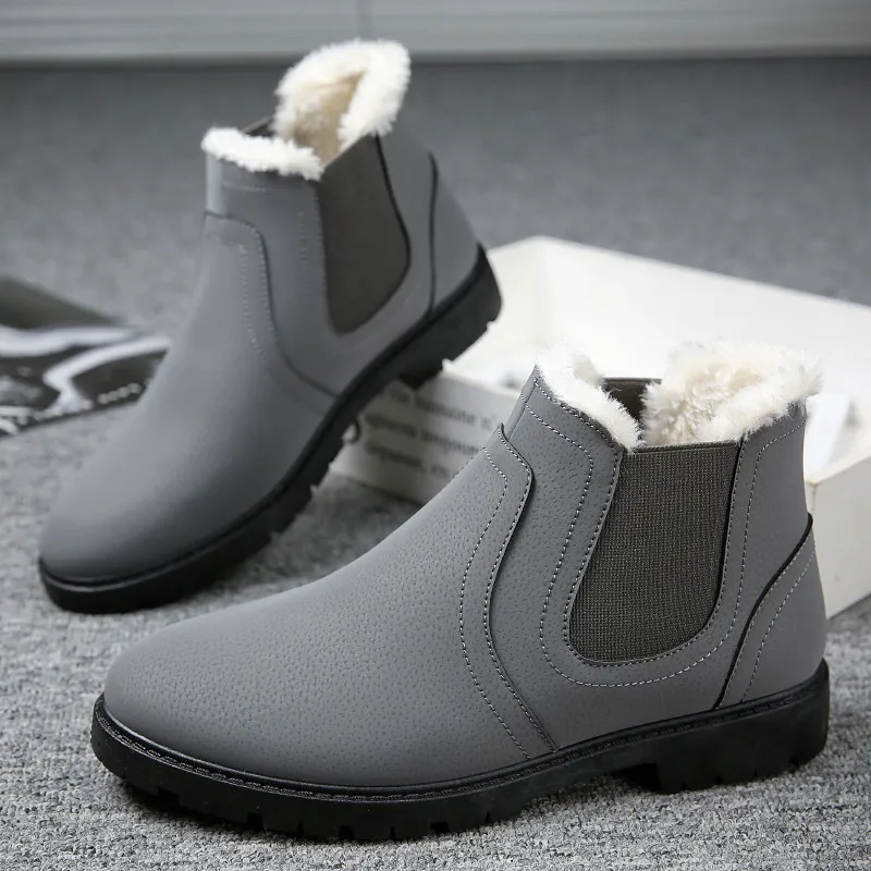 gray PU plush PINSV ботинки «Челси»; Мужская обувь; мужские ботильоны из коровьей замши; мужские ботинки; модная Осенняя обувь; Bota Masculina - Цвет: gray PU plush