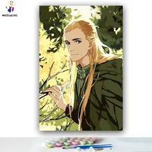 Сделай Сам картинки для раскраски по номерам с цветами Властелин колец Леголас зеленый лист картина Рисование по номерам в рамке