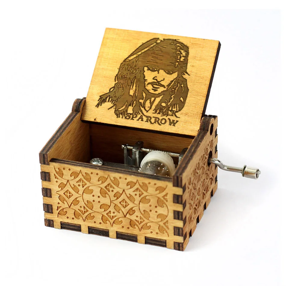 Jack from Pirates Антикварные резные деревянные Juego De Tronos игры Trhones Caja музыкальные Звездные Войны Игра престолов музыкальная шкатулка рукоятка тема музыка - Цвет: Jack from Pirates