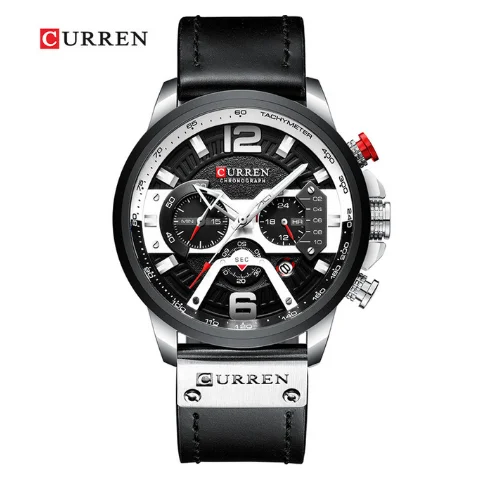 CURREN Casual Sport Watches for Men Top Luxury Brand Military Leather Wrist Watch Chronograph Wrist Watch - Цвет: A