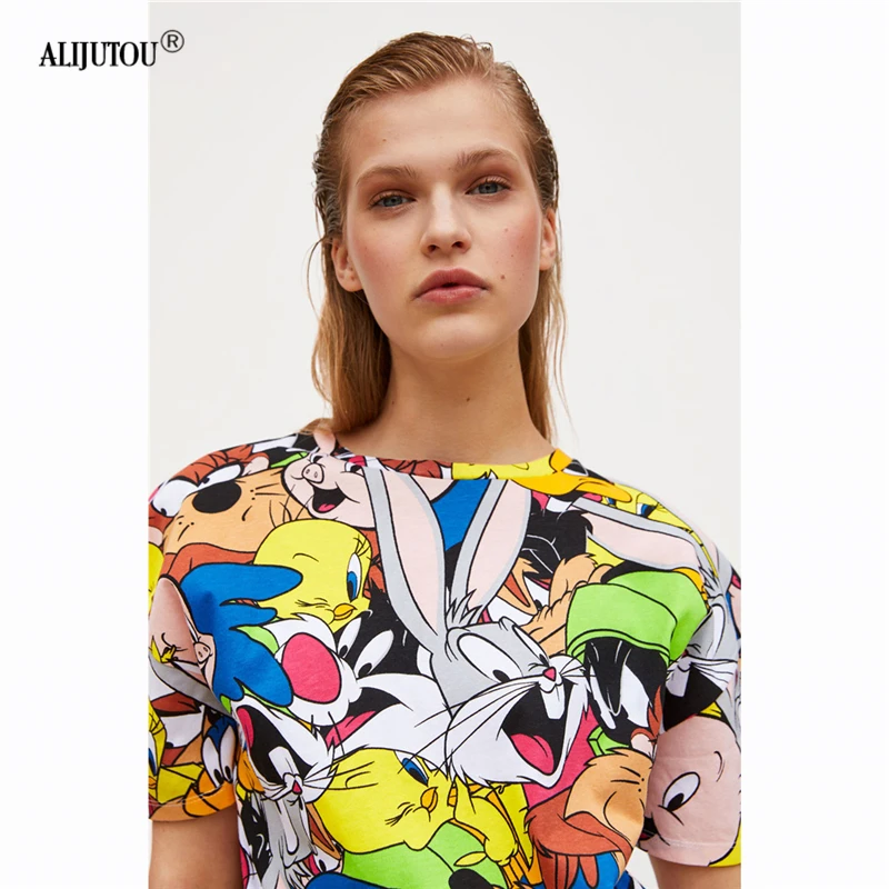 Zaraing Bugs Bunny Cartoon Short sleeve classic Tshirt For Women 2019 summer Cute Casual Female Print Tees O Neck T-shirts tops