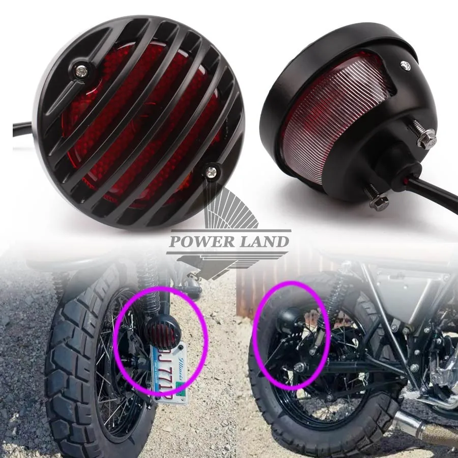 Retro Old School Drilled LED Tail Light Lamp For Harley Bobber Cafe Racer XS650