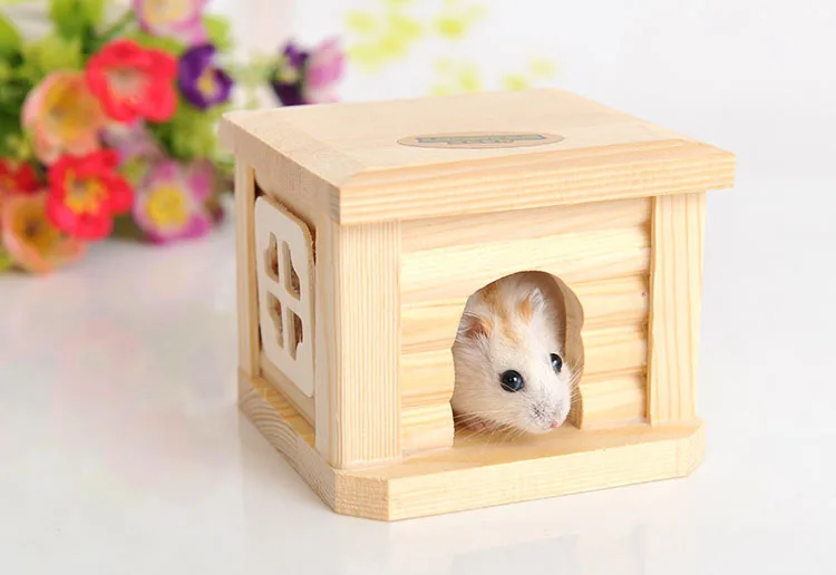 Натуральный деревянный дом хомяка Хомяк Игрушка Gerbil клетки и аксессуары