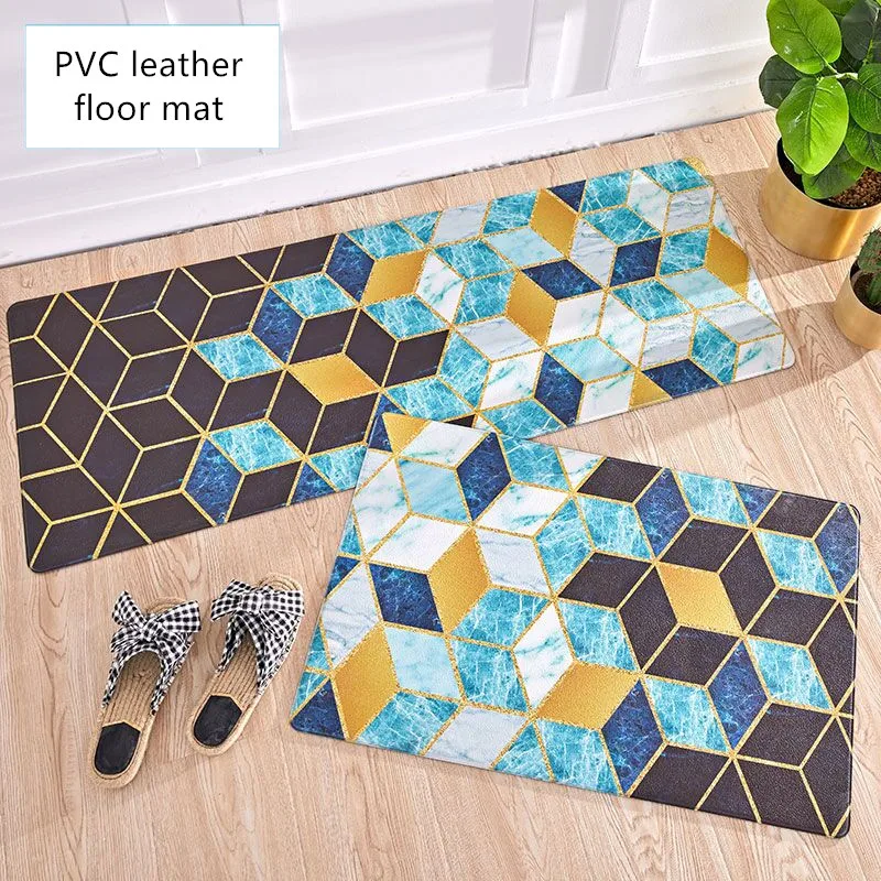 Nordic ins style Kitchen mat Oil proof waterproof PVC leather non-slip floor mat Entrance Diamond-shaped marble texture carpet Nordic ins style Kitchen mat Oil proof waterproof PVC leather non-slip floor mat Entrance Diamond-shaped marble texture carpet