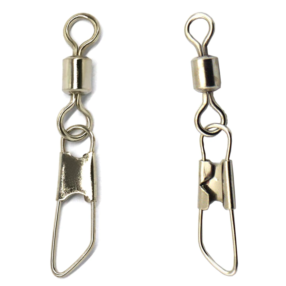 

10/20 pieces/lot Rolling Swivels with Safety Snap Saltwater Terminal Tackle Fishhooks Stainless Steel Fishing Connector
