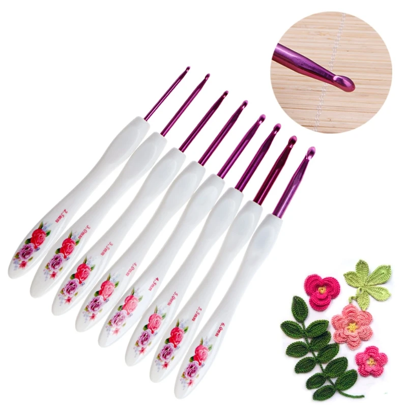 

8 Size Crochet Hook Knitting Needles Set Plastic Grip Handle 2.5mm-6mm Loom Tool