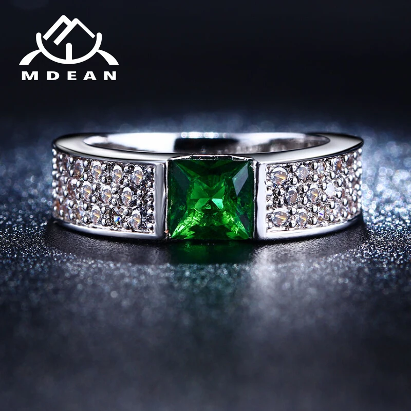 MDEAN кольца для женщин зеленый белый золотой цвет женские кольца AAA циркон ювелирные изделия Свадебные модные размеры 5 6 7 8 9 10MSR210