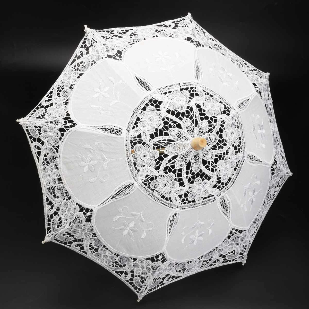 Модный зонт от солнца хлопковый Зонт с вышивкой белое, цвета слоновой кости кружево зонтик для свадебной вечеринки декор съемки реквизит