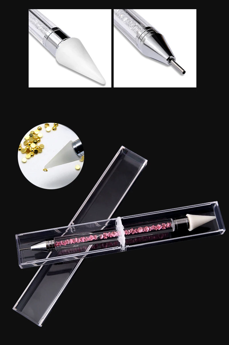 Двухконцевая раскрашивающая ручка для дизайна ногтей, восковой карандаш для тиснения драгоценных камней, кристаллов, аппликатор, инструмент для самостоятельного маникюра, инструменты для салона