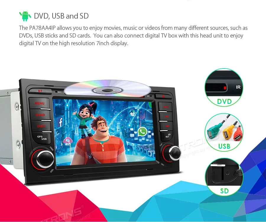 Excellent 7"  Android 8.1 Oreo OS Car Multimedia DVD GPS Radio for Seat Exeo 2008 2009 2010 2011 2012 2013 with Car Play Function Support 12