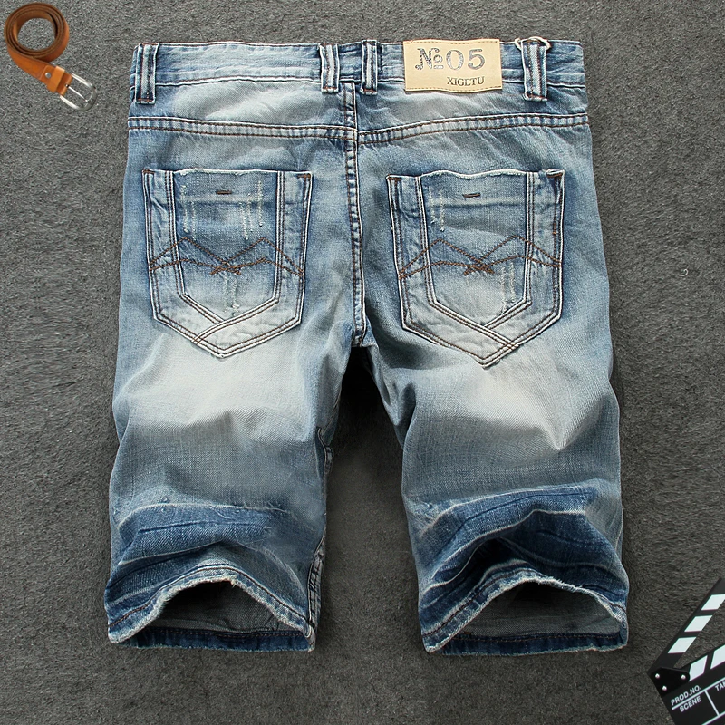 High Quality Fashion Men s Jeans Shorts Summer Style Light Blue Color Cotton Classical Short Jeans 2