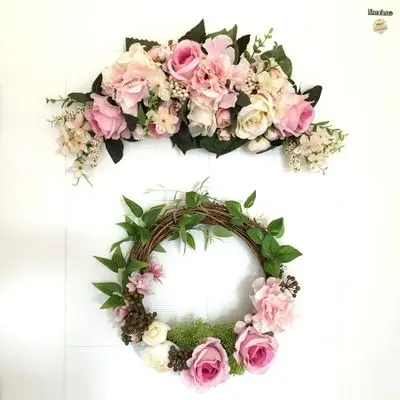 

Artificial Silk Rose Flower Wreath Door Wreath Artificial Garland Swag Door Trim Garishness Wedding Party Decor Home Decoration