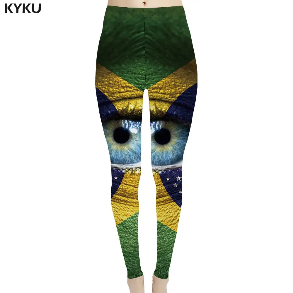 Бренд KYKU, бразильские леггинсы с флагом, женские штаны со звездами, зеленые Леггинсы, цветные спортивные сексуальные женские леггинсы с 3d принтом, штаны - Цвет: Women Leggings 03