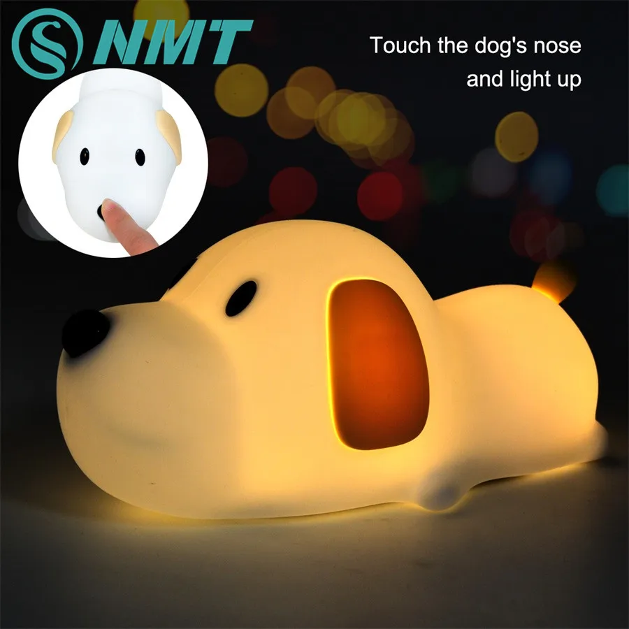Puppy Dog Night Light Dimmable Silicone Cartoon Touch Sensor LED Lamp