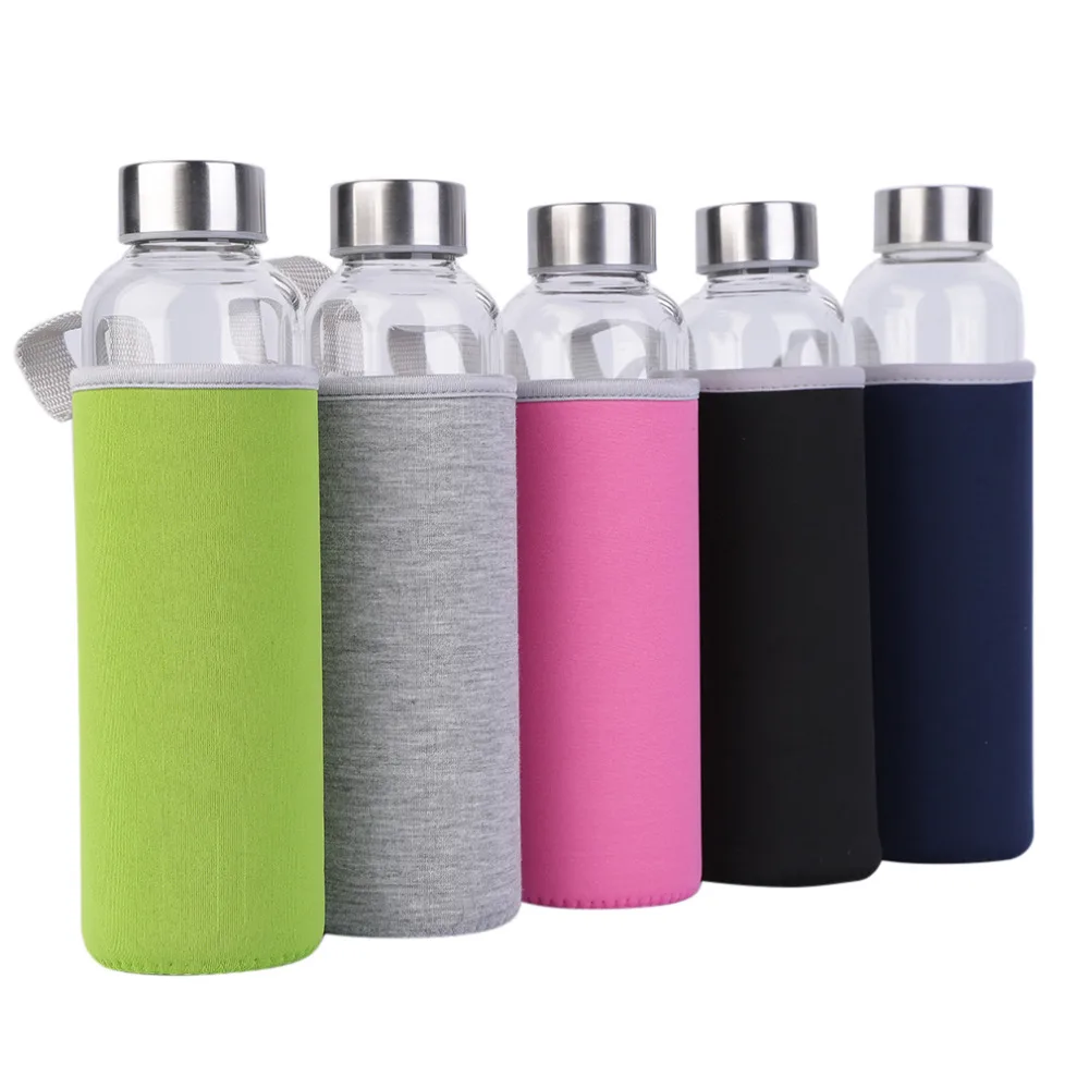 550ml Travel Car Shatterproof hand Portable Glass Water Bottle Durable