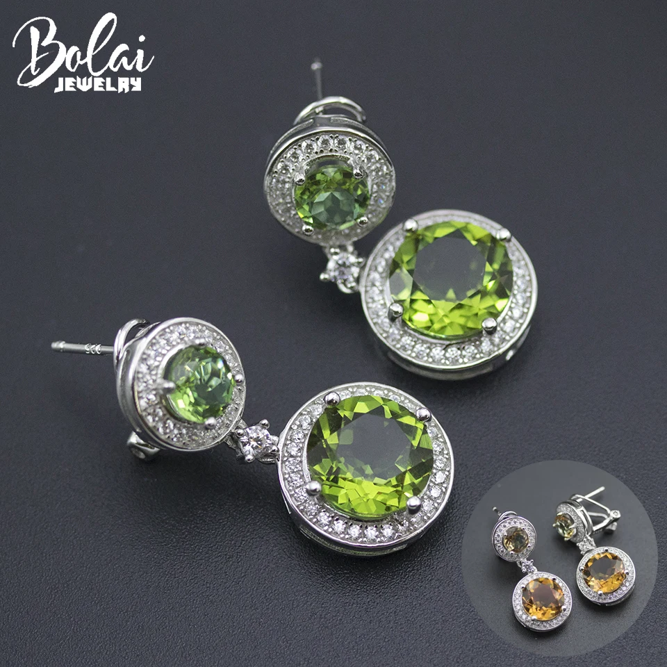 

Bolai color change zultanit clasp earrings real 925 sterling silver round nano diaspore gemstone sultanit 2019 women's earring