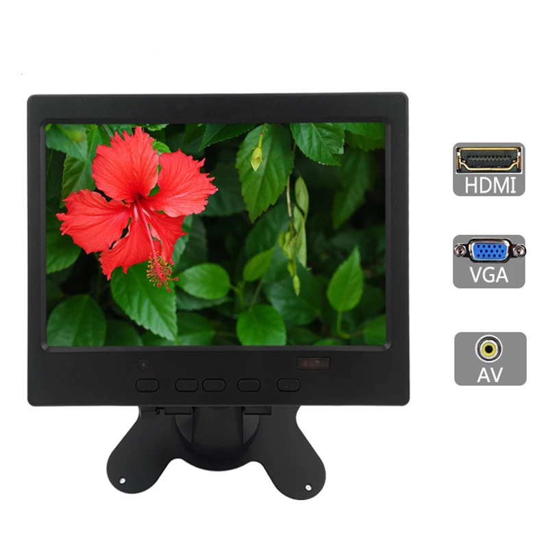 

8 Inch TFT LCD Color Video Monitor Screen VGA AV HDMI Input for PC CCTV Home Security,1024x768 4:3