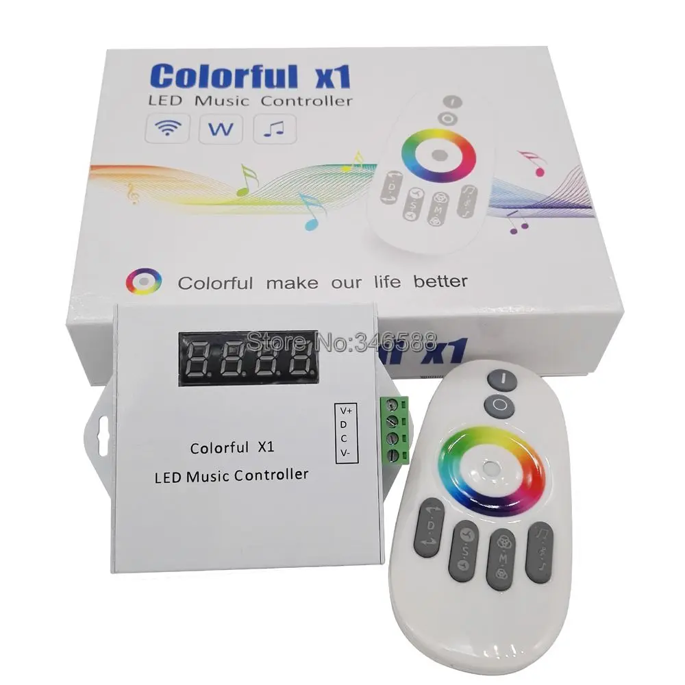 DC12V 24V 18A Colorful X1 Music LED Controller with 6 Keys RF Wireless Remote for 6803 IC Magic Dream RGB Color LED Strip Light