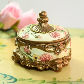 

New Fasion Resin Trinket Box Figurine Ring Holder Earring Jewelry Stands Storage Box Wedding Jewelry Case Souvenirs Gift Crafts