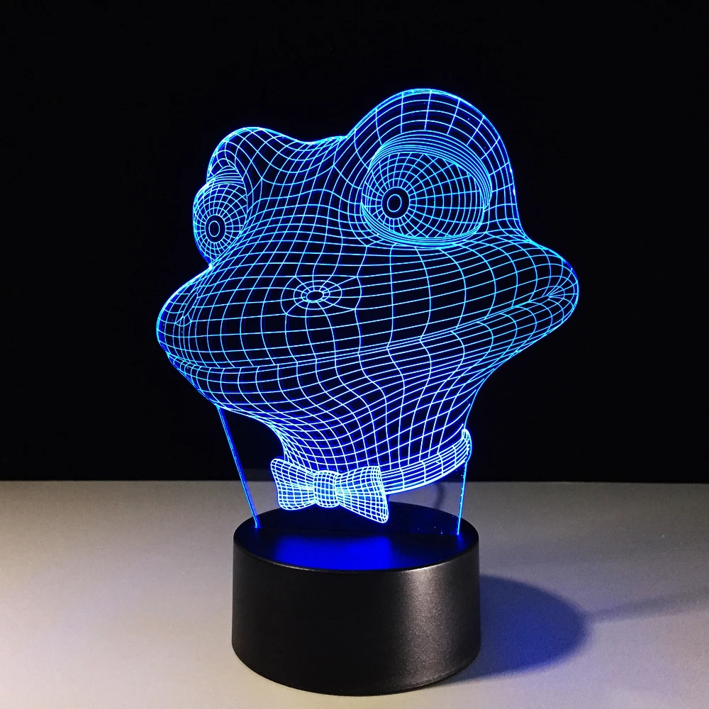 Creative Animal Frog 3D LED Lamp USB Night Lights 7 Colors Changing