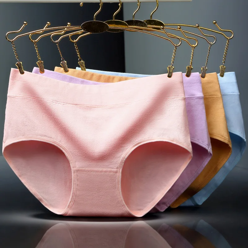 

Underwear women cotton plus size panties high waist solid brief lady girl lingerie soft and comfortable intimate XXL 3pcs/lot