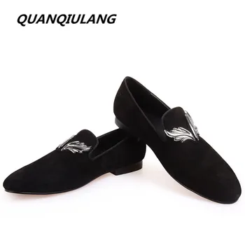 

New fashion Brand Designer High Quality Personality Wings Handmade Genuine Leather Man Shoes Wedding And Party Loafers Men Flats