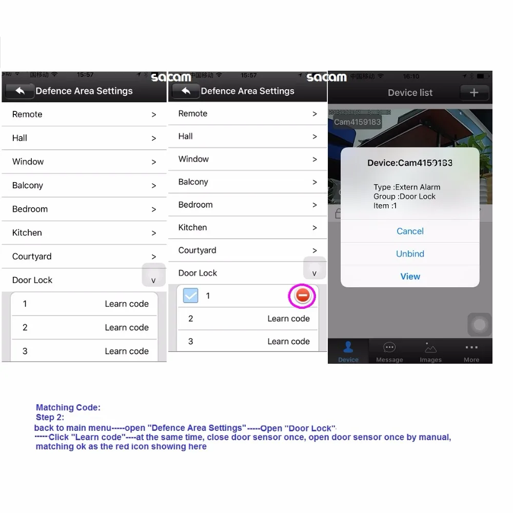 Pairing alarm like this way step 2