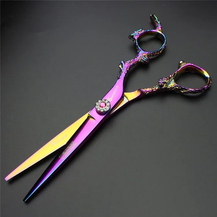 Sharonds 6 дюймов Серебряный Черный Дракон ручка Парикмахерские ножницы Высокое качество 440c сталь Профессиональные ножницы для волос - Цвет: Cutting