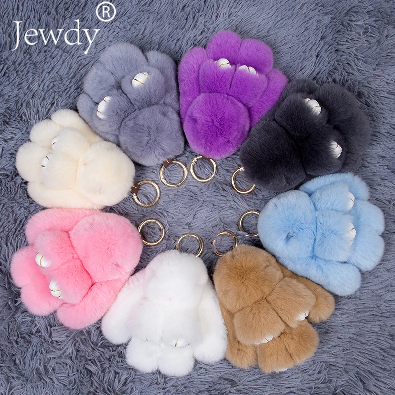

15CM Fluffy Bunny Keychains Rex Rabbit Key Chain Fur Woman Handbag Bag Keyring Pom Pom Car Pendant Key Ring Holder Jewelry 2018