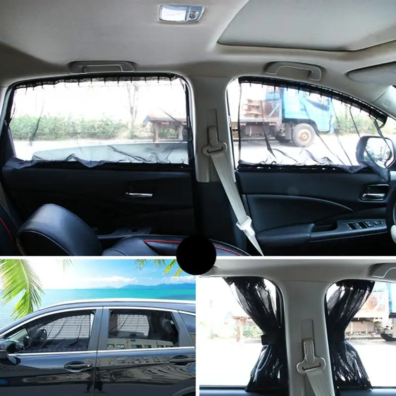 

2pcs/set Car Sun Shade Window Anti-UV Drape Visor Valance Curtain Windshield Sunshade Adjustable Foldable Car Styling