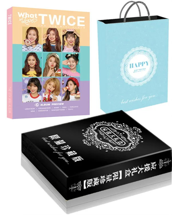 

[MYKPOP]TWICE Luxury Gift Set CD+Post Card+Photo book+Photo Holder+Breastpin+Bracelet+Bookmarks+Stickers+Paper Bag SA18110704